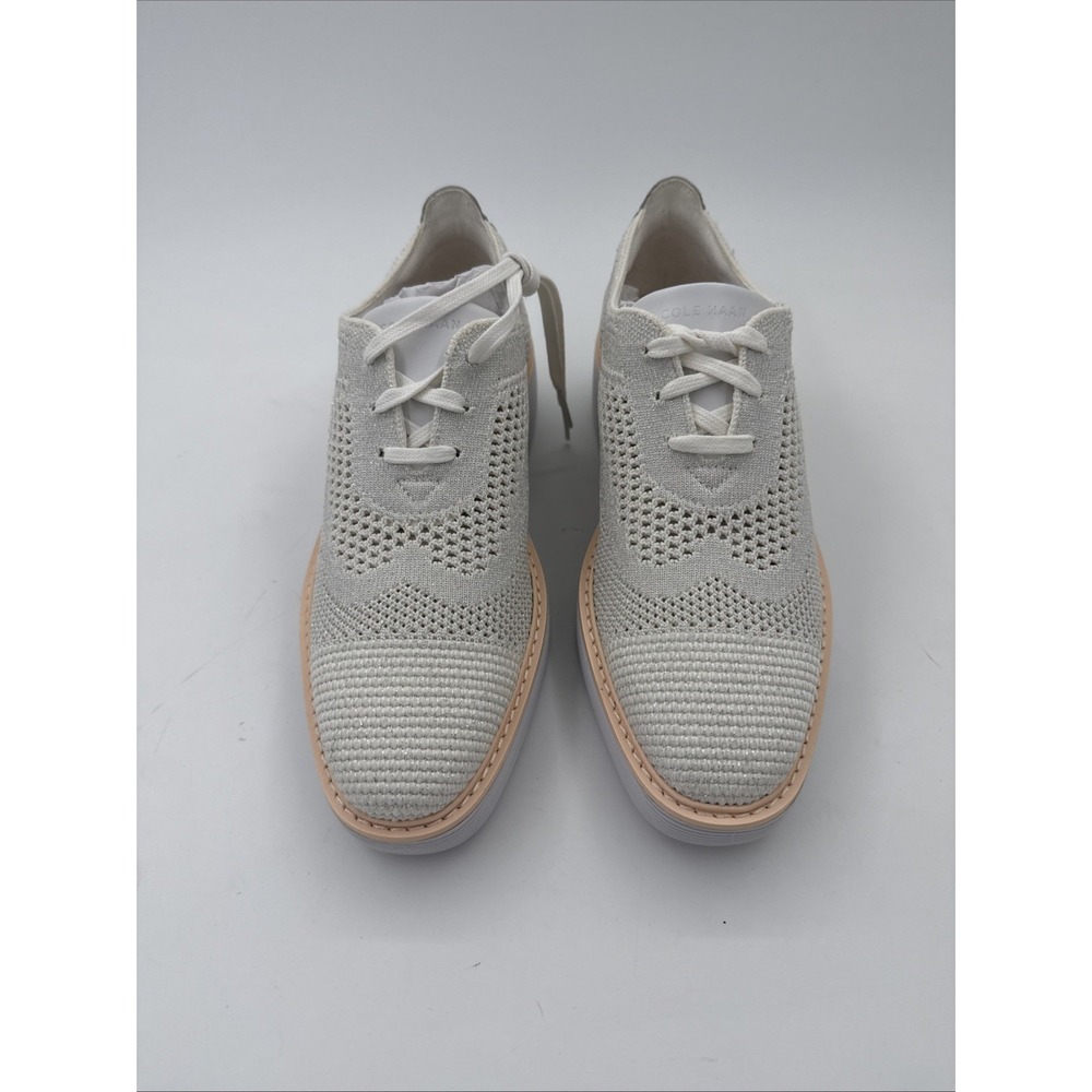 Cole Haan Women's ØriginalGrand Stitchlite Platform Oxford W28116 Crème Knit S 7